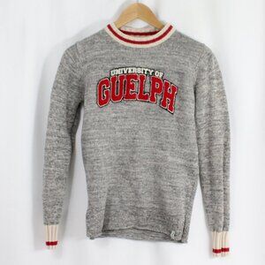 University of Guelph Grey Women's Small Knit Cabin Themed Varsity Sweater